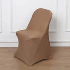 10 Pack Stretch Spandex Chair Covers Taupe for Folding Chairs - Durable 160GSM Fitted Slipcovers - Bell Racket Store
