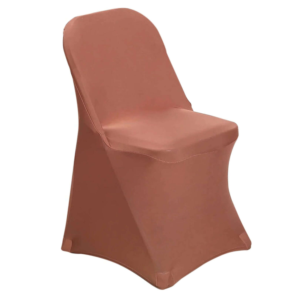 10 Pack Stretch Spandex Chair Covers Terracotta (Rust) for Folding Chairs - Durable 160GSM Fitted Slipcovers - Bell Racket Store