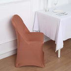 10 Pack Stretch Spandex Chair Covers Terracotta (Rust) for Folding Chairs - Durable 160GSM Fitted Slipcovers - Bell Racket Store