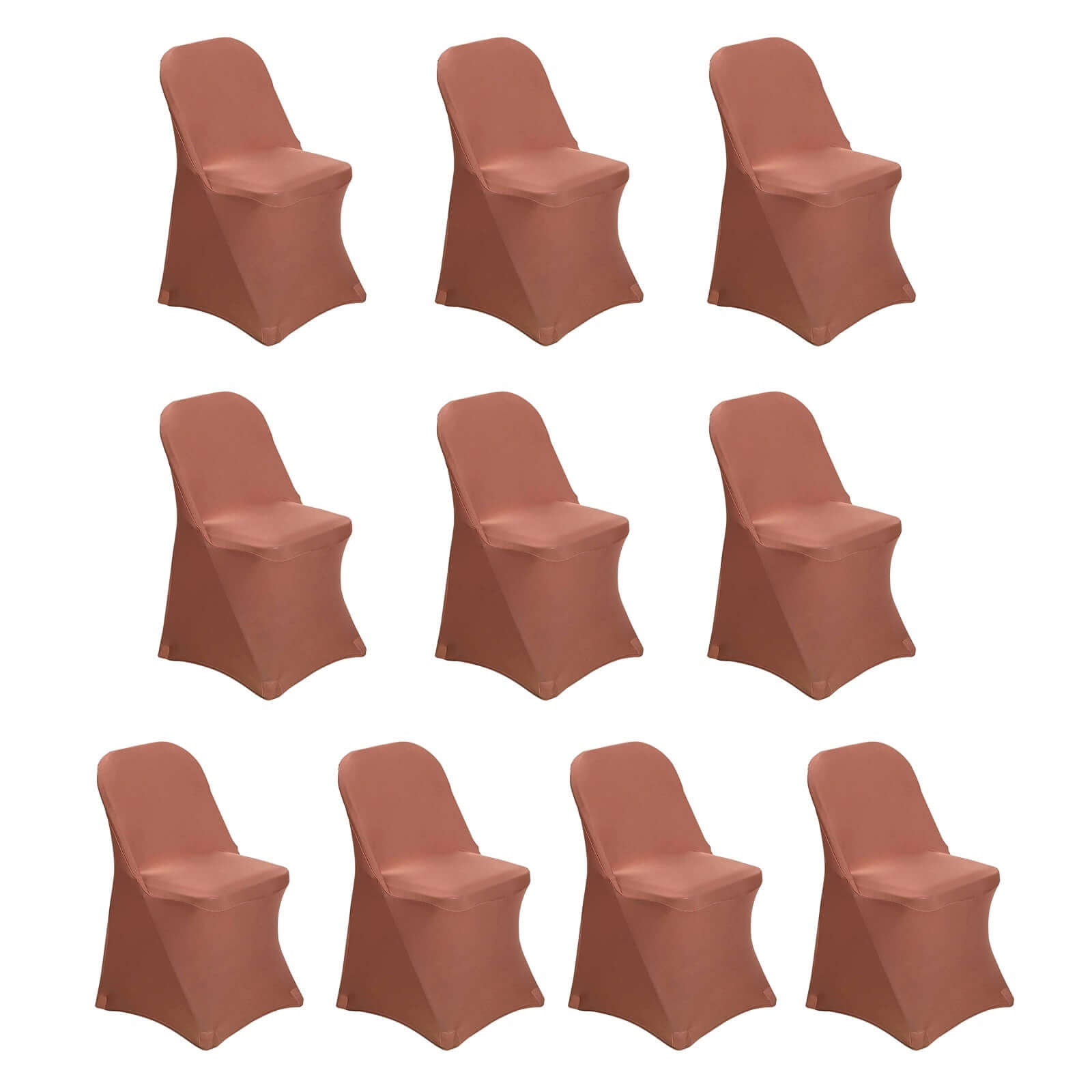 10 Pack Stretch Spandex Chair Covers Terracotta (Rust) for Folding Chairs - Durable 160GSM Fitted Slipcovers - Bell Racket Store