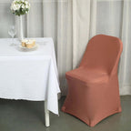 10 Pack Stretch Spandex Chair Covers Terracotta (Rust) for Folding Chairs - Durable 160GSM Fitted Slipcovers - Bell Racket Store