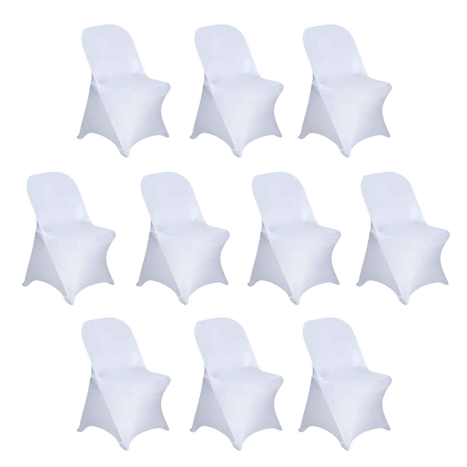10 Pack Stretch Spandex Chair Covers White for Folding Chairs - Durable Perfectly 160GSM Fitted Slipcovers for Professional & Casual Events - Bell Racket Store