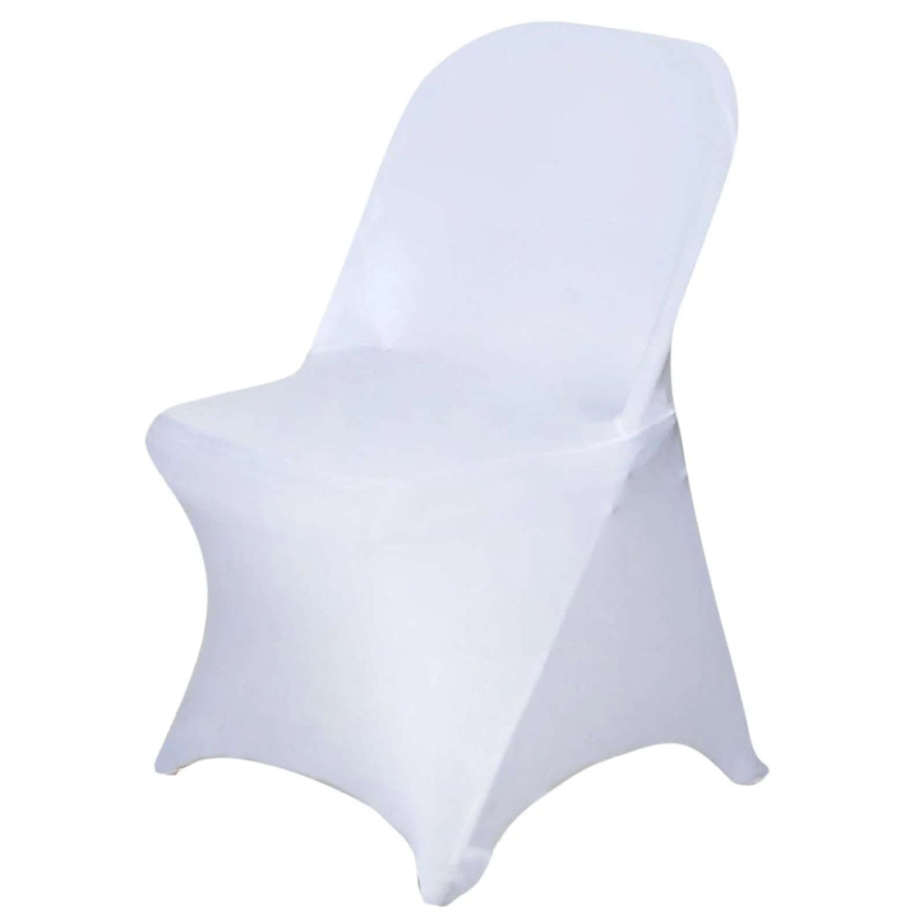 10 Pack Stretch Spandex Chair Covers White for Folding Chairs - Durable Perfectly 160GSM Fitted Slipcovers for Professional & Casual Events - Bell Racket Store