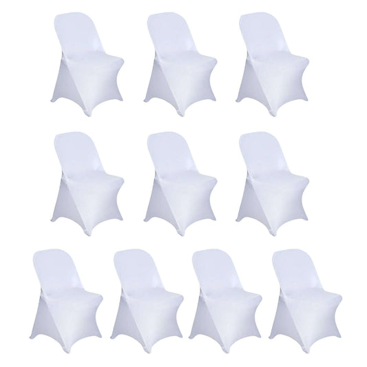 10 Pack Stretch Spandex Chair Covers White for Folding Chairs - Durable Perfectly 160GSM Fitted Slipcovers for Professional & Casual Events - Bell Racket Store
