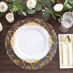10 - Pack Table Placemats Embossed Foil Flower Design Metallic Gold Round - Sheer Organza Disposable Mats 13" - Bell Racket Store