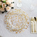 10 - Pack Table Placemats Embossed Foil Flower Design Metallic Gold Round - Sheer Organza Disposable Mats 13" - Bell Racket Store