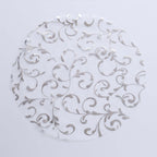 10 - Pack Table Placemats Embossed Foil Flower Design Metallic Silver Round - Sheer Organza Disposable Mats 13" - Bell Racket Store