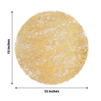 10 - Pack Table Placemats Foil Design Metallic Gold Round - Mesh Disposable Shiny Dining Mats 13" - Bell Racket Store