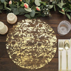 10 - Pack Table Placemats Foil Design Metallic Gold Round - Mesh Disposable Shiny Dining Mats 13" - Bell Racket Store