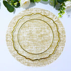 10 - Pack Table Placemats Glitter Design Metallic Gold Round - Mesh Polyester Disposable Mats 13" - Bell Racket Store