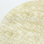 10 - Pack Table Placemats Glitter Design Metallic Gold Round - Mesh Polyester Disposable Mats 13" - Bell Racket Store