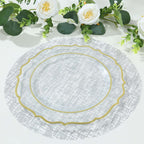 10 - Pack Table Placemats Glitter Design Metallic Silver Round - Mesh Polyester Disposable Mats 13" - Bell Racket Store