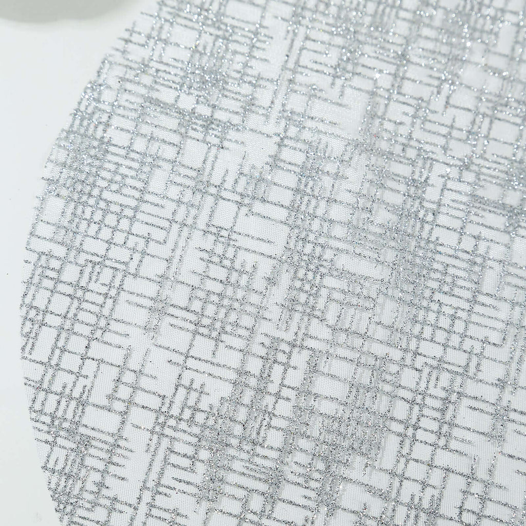 10 - Pack Table Placemats Glitter Design Metallic Silver Round - Mesh Polyester Disposable Mats 13" - Bell Racket Store