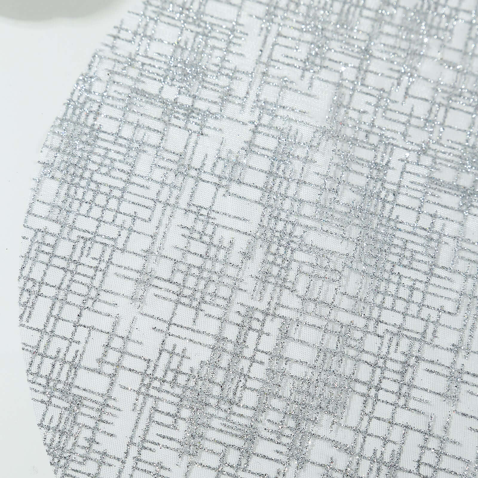 10 - Pack Table Placemats Glitter Design Metallic Silver Round - Mesh Polyester Disposable Mats 13" - Bell Racket Store