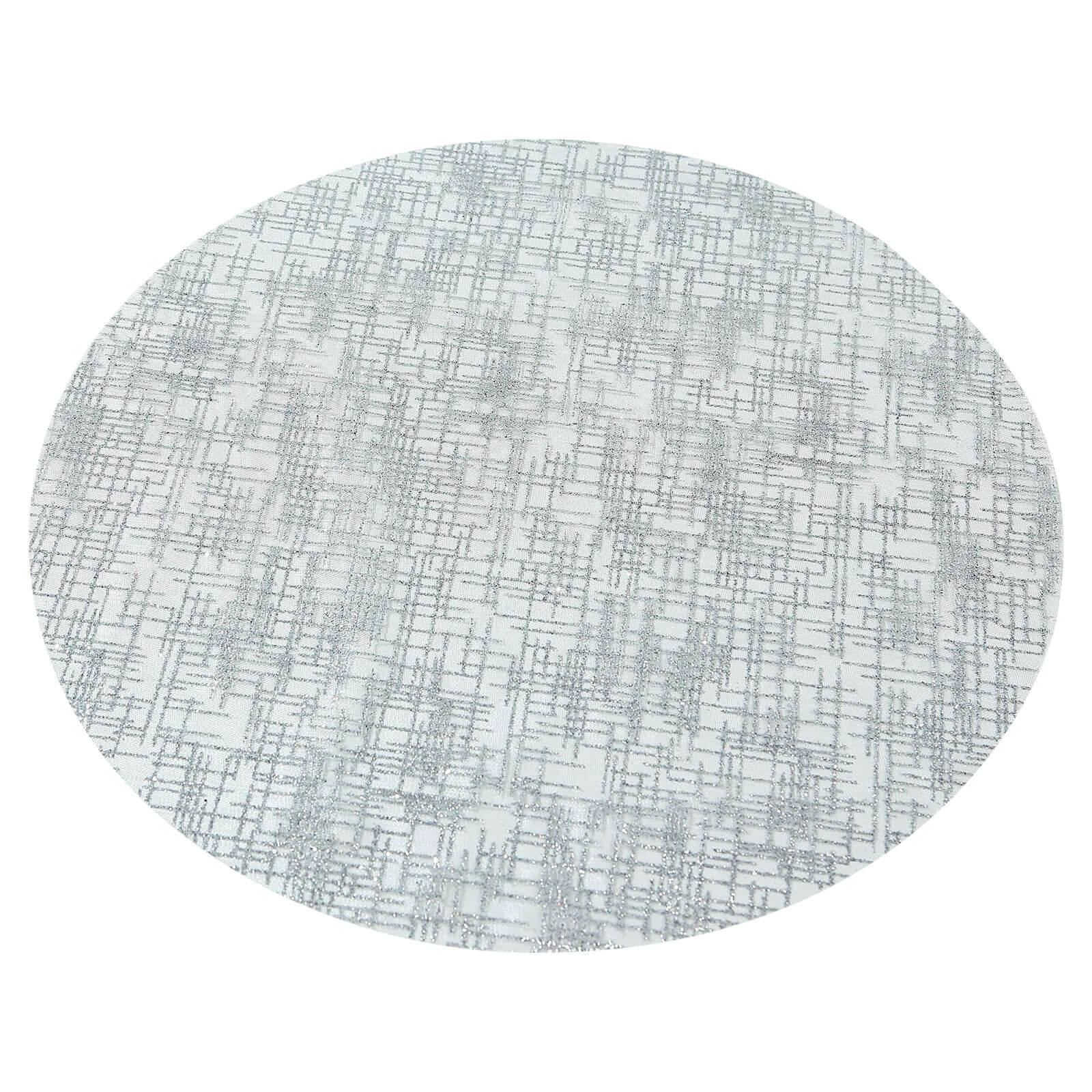 10 - Pack Table Placemats Glitter Design Metallic Silver Round - Mesh Polyester Disposable Mats 13" - Bell Racket Store