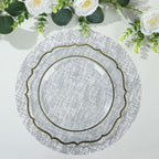 10 - Pack Table Placemats Glitter Design Metallic Silver Round - Mesh Polyester Disposable Mats 13" - Bell Racket Store