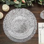 10 - Pack Table Placemats Sequin Design Metallic Silver Round - Mesh Disposable Dust - Free Dining Mats 13" - Bell Racket Store