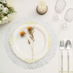 10 - Pack Table Placemats Sequin Design Metallic Silver Round - Mesh Disposable Dust - Free Dining Mats 13" - Bell Racket Store