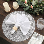 10 - Pack Table Placemats Sequin Design Metallic Silver Round - Mesh Disposable Dust - Free Dining Mats 13" - Bell Racket Store
