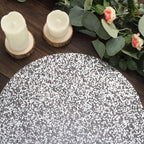 10 - Pack Table Placemats Sequin Design Metallic Silver Round - Mesh Disposable Dust - Free Dining Mats 13" - Bell Racket Store