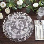 10 - Pack Table Placemats Swirl Foil Floral Design Metallic Silver Round - Sheer Organza Disposable Mats 13" - Bell Racket Store