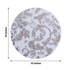 10 - Pack Table Placemats Swirl Foil Floral Design Metallic Silver Round - Sheer Organza Disposable Mats 13" - Bell Racket Store