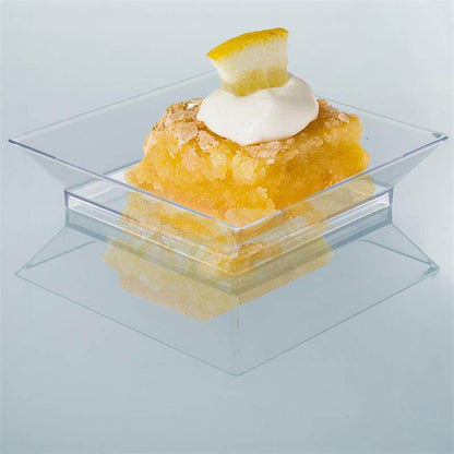 10 - Pack Tapas Plates Sleek Square Design Clear - Plastic Disposable Plates for Parties 4" - NestOCart