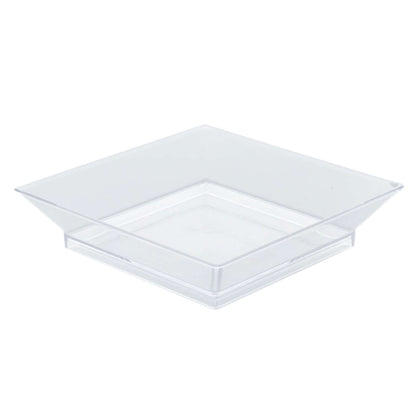 10 - Pack Tapas Plates Sleek Square Design Clear - Plastic Disposable Plates for Parties 4" - NestOCart