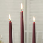 10 - Pack Taper Candles Premium Wax Design Burgundy - Unscented Candles for Upscale Settings 10" - Bell Racket Store