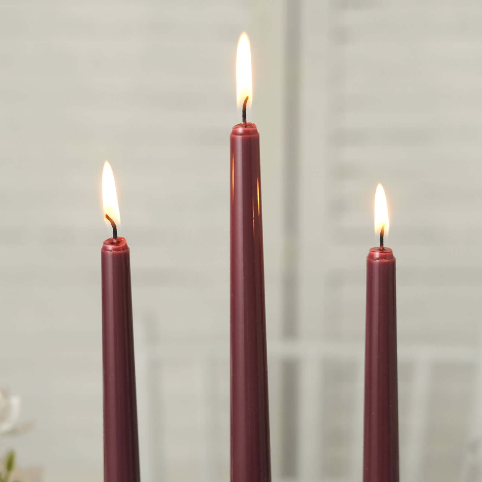 10 - Pack Taper Candles Premium Wax Design Burgundy - Unscented Candles for Upscale Settings 10" - Bell Racket Store