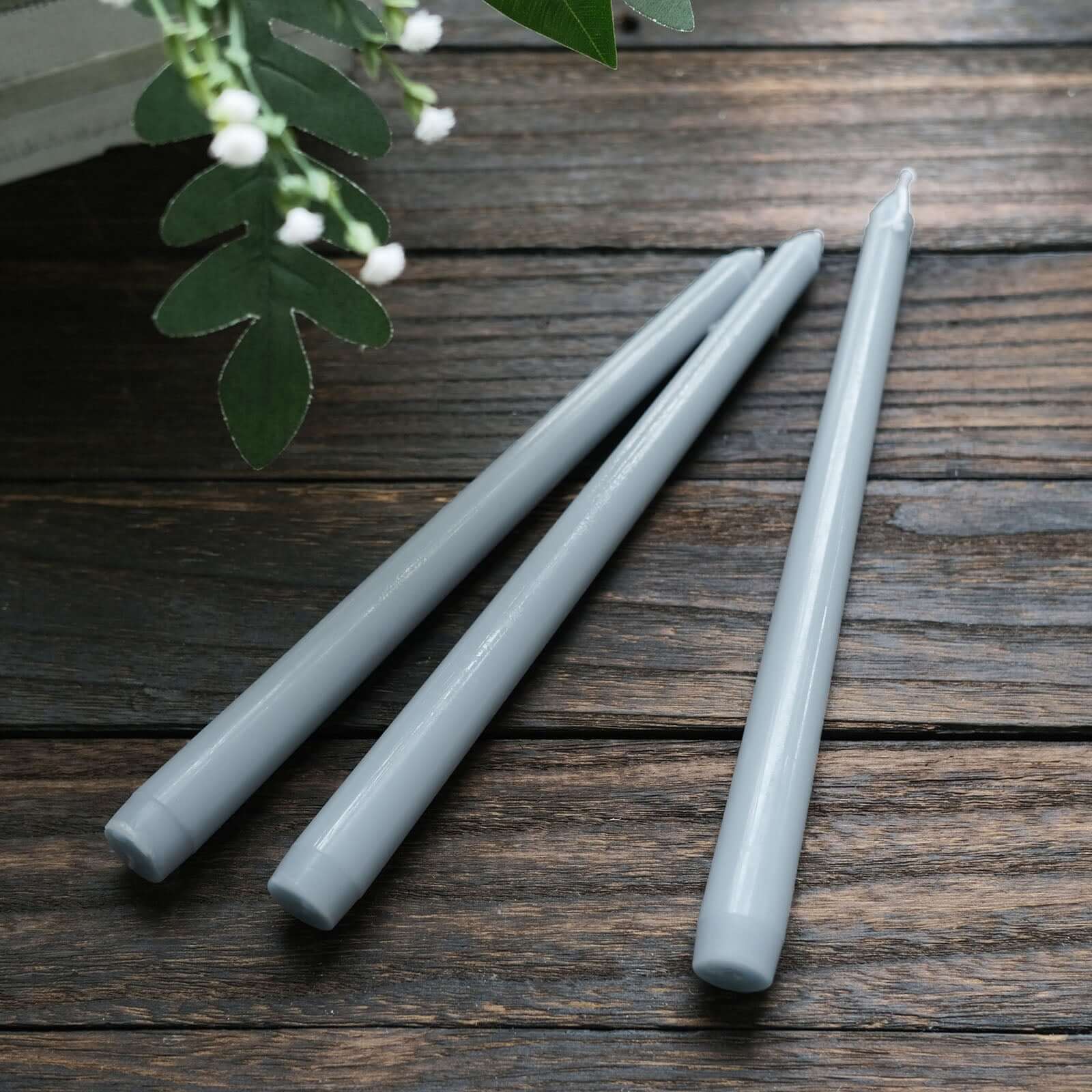 10 - Pack Taper Candles Premium Wax Design Dusty Blue - Unscented Candles for Upscale Settings 10" - Bell Racket Store