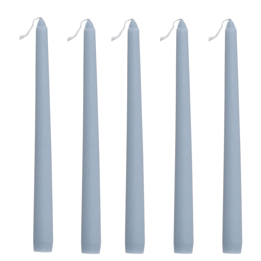 10 - Pack Taper Candles Premium Wax Design Dusty Blue - Unscented Candles for Upscale Settings 10" - Bell Racket Store