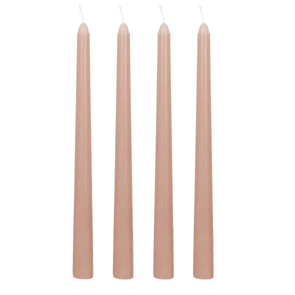 10 - Pack Taper Candles Premium Wax Design Dusty Rose - Unscented Candles for Upscale Settings 10" - Bell Racket Store