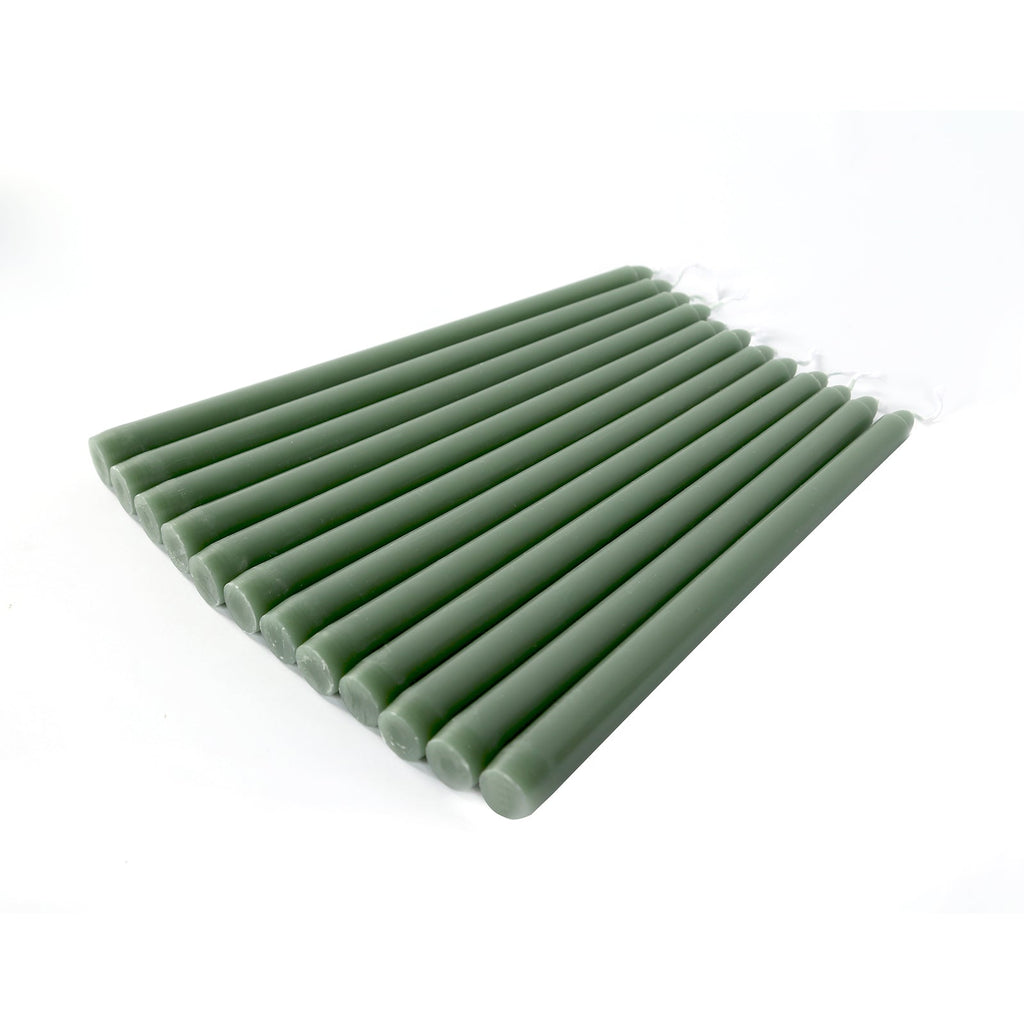 10 - Pack Taper Candles Premium Wax Design Dusty Sage Green - Unscented Candles for Upscale Settings 10" - Bell Racket Store