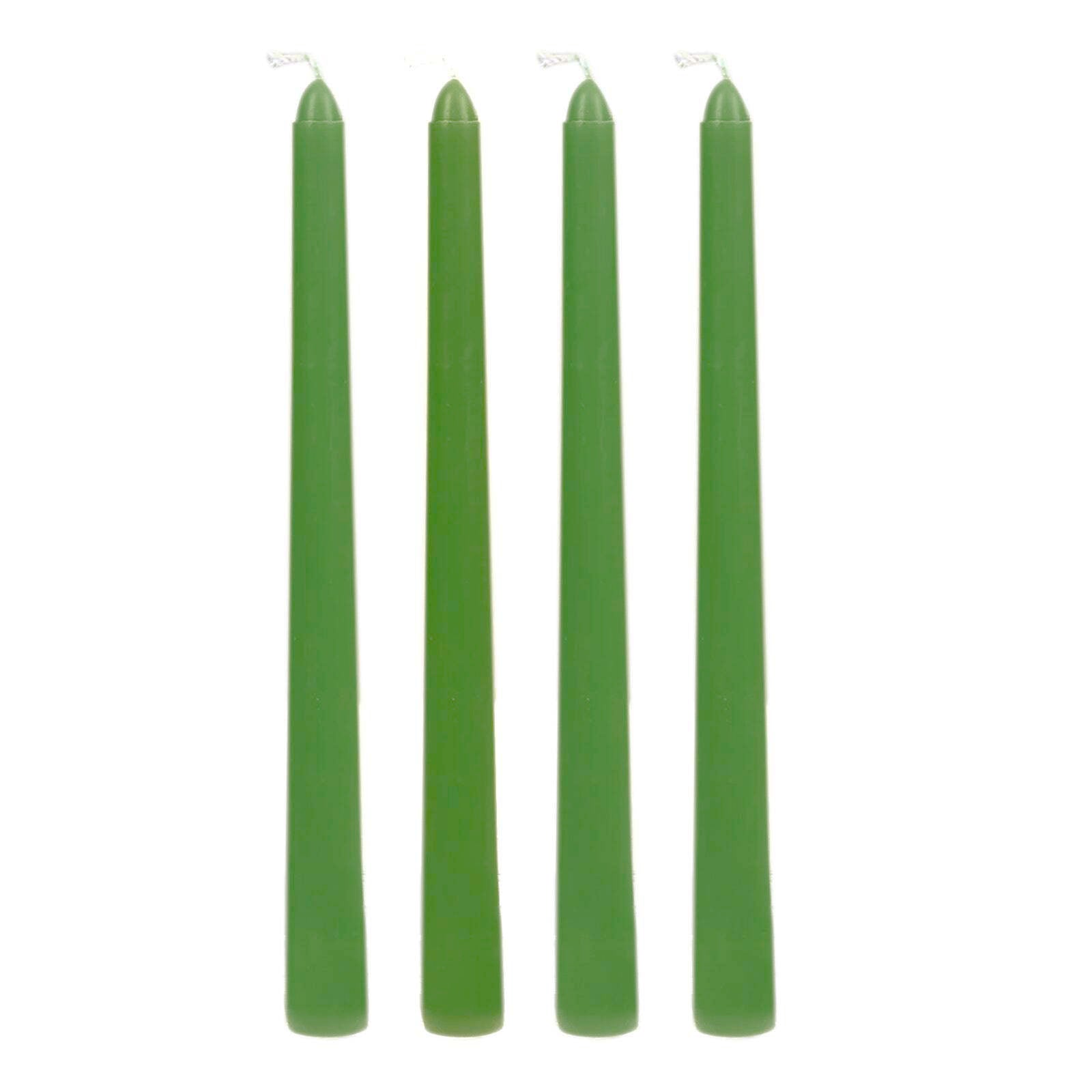10 - Pack Taper Candles Premium Wax Design Green - Unscented Candles for Upscale Settings 10" - Bell Racket Store