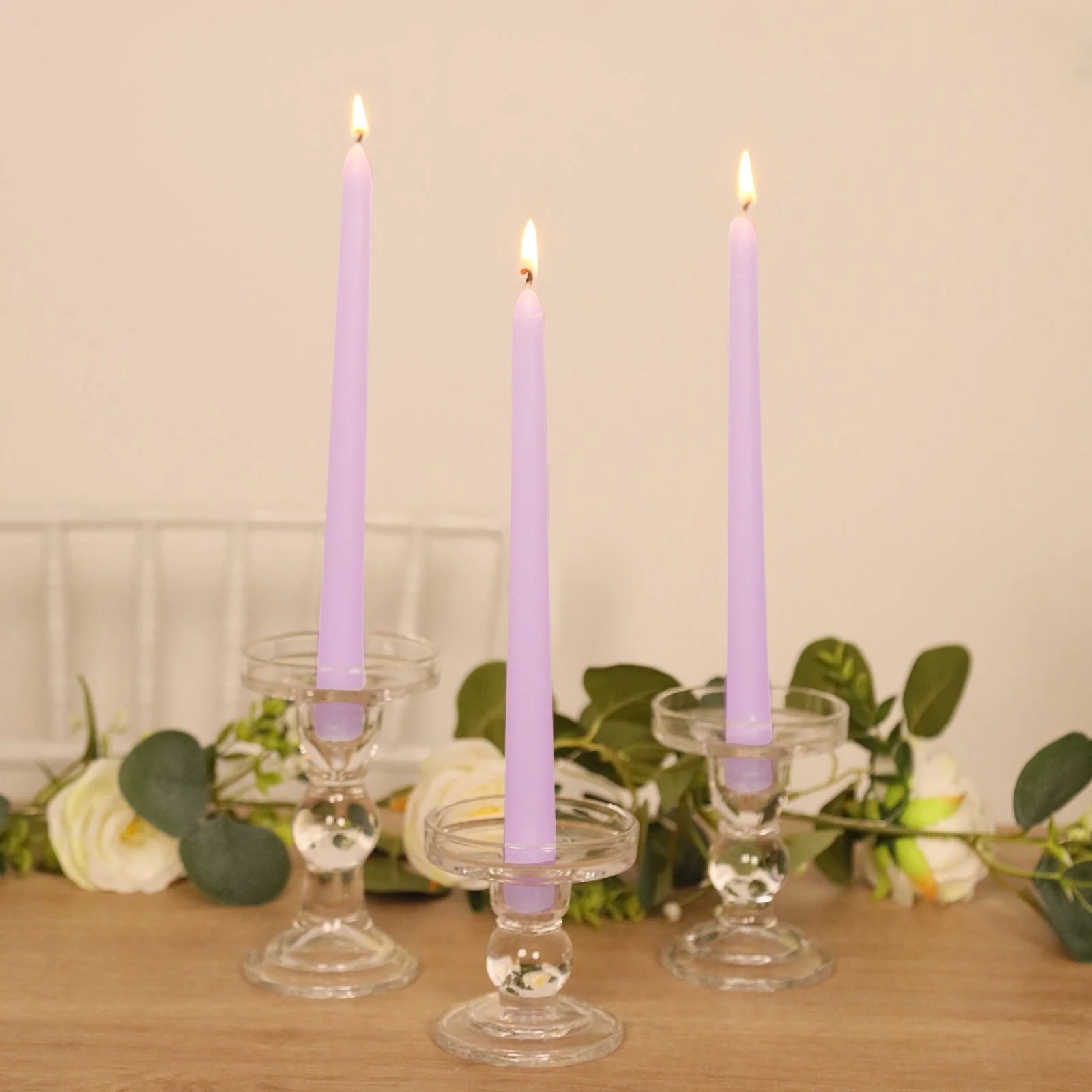 10 - Pack Taper Candles Premium Wax Design Lavender Lilac - Unscented Candles for Upscale Settings 10" - Bell Racket Store