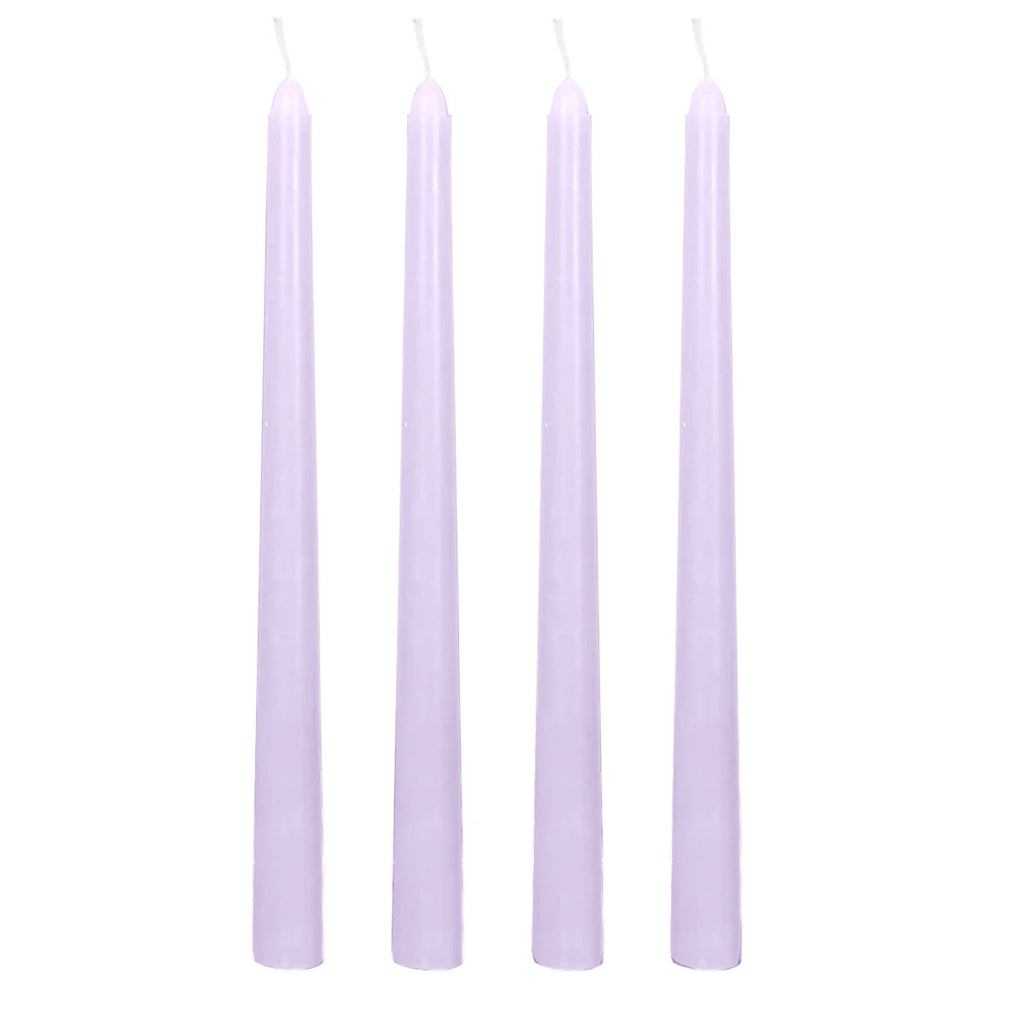 10 - Pack Taper Candles Premium Wax Design Lavender Lilac - Unscented Candles for Upscale Settings 10" - Bell Racket Store