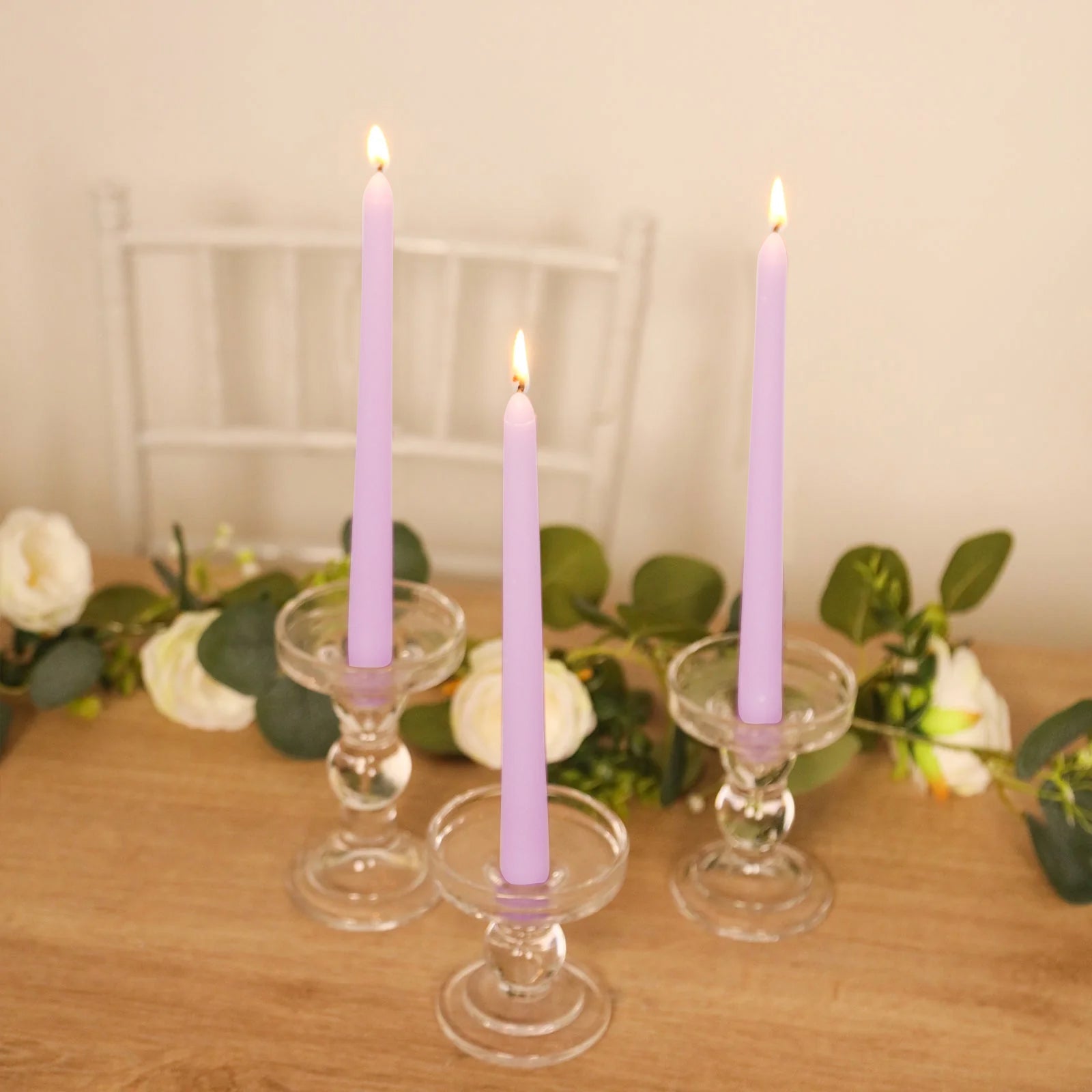 10 - Pack Taper Candles Premium Wax Design Lavender Lilac - Unscented Candles for Upscale Settings 10" - Bell Racket Store