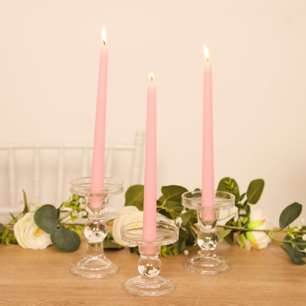 10 - Pack Taper Candles Premium Wax Design Pink - Unscented Candles for Upscale Settings 10" - Bell Racket Store