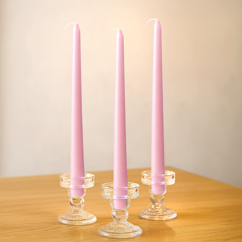 10 - Pack Taper Candles Premium Wax Design Pink - Unscented Candles for Upscale Settings 10" - Bell Racket Store