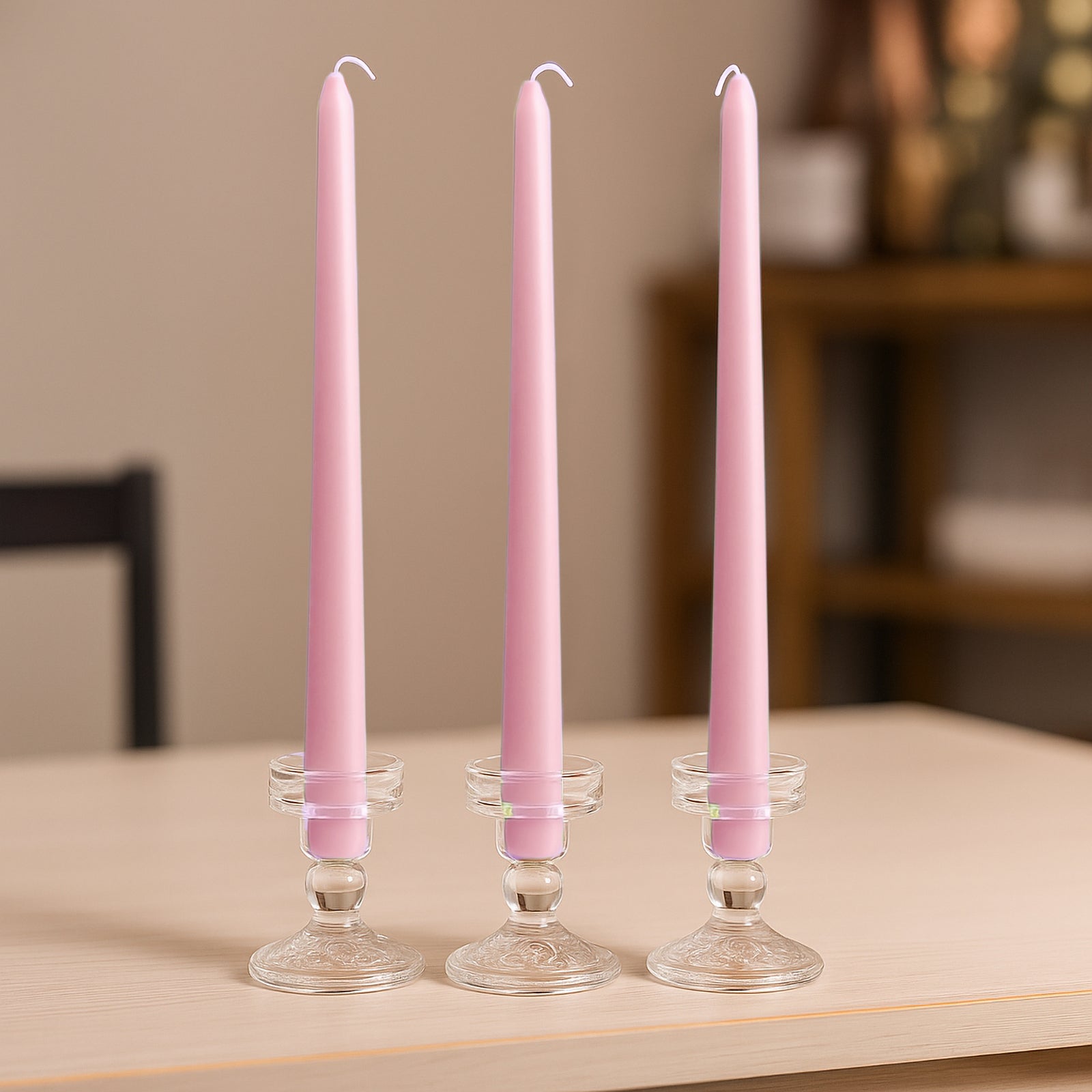 10 - Pack Taper Candles Premium Wax Design Pink - Unscented Candles for Upscale Settings 10" - Bell Racket Store