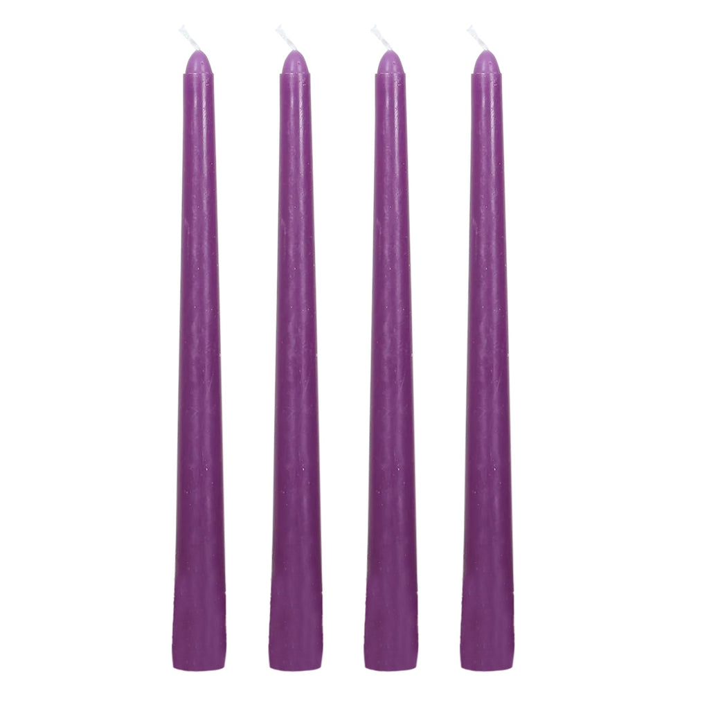 10 - Pack Taper Candles Premium Wax Design Purple - Unscented Candles for Upscale Settings 10" - Bell Racket Store
