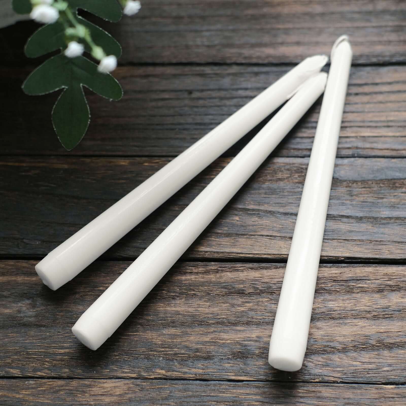 10 - Pack Taper Candles Premium Wax Design White - Unscented Candles for Upscale Settings 10" - Bell Racket Store