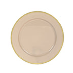 10 Pack Taupe Economy Plastic Charger Plates With Gold Rim, 12" Round Dinner Chargers Event Tabletop Decor - Bell Racket Store