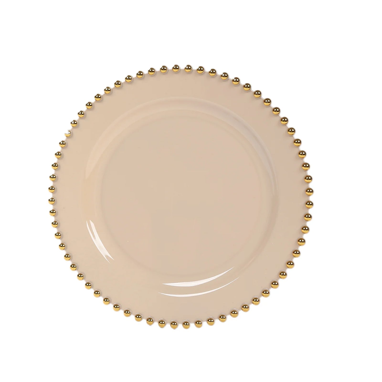 10 - Pack Taupe Plastic Dessert Plates â€“ 8" Round with Gold Beaded Rim, Disposable for Parties & Events - Bell Racket Store