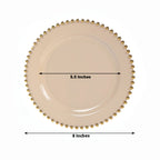 10 - Pack Taupe Plastic Dessert Plates â€“ 8" Round with Gold Beaded Rim, Disposable for Parties & Events - Bell Racket Store