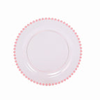 10 - Pack Transparent Blush Plastic Dessert Plates â€“ 8" Round with Beaded Rim, Disposable for Parties & Events - Bell Racket Store