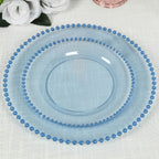 10 - Pack Transparent Dusty Blue Plastic Dessert Plates â€“ 8" Round with Beaded Rim, Disposable for Parties & Events - Bell Racket Store