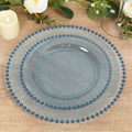 10 - Pack Transparent Dusty Blue Plastic Dessert Plates â€“ 8" Round with Beaded Rim, Disposable for Parties & Events - Bell Racket Store