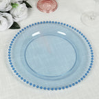10 - Pack Transparent Dusty Blue Plastic Dessert Plates â€“ 8" Round with Beaded Rim, Disposable for Parties & Events - Bell Racket Store